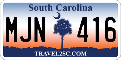 SC license plate MJN416