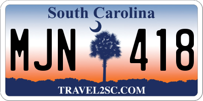 SC license plate MJN418