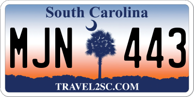 SC license plate MJN443
