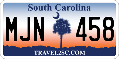 SC license plate MJN458