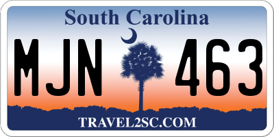 SC license plate MJN463