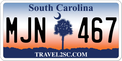SC license plate MJN467
