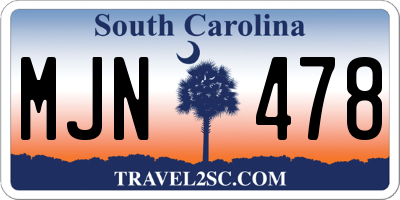 SC license plate MJN478