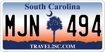 SC license plate MJN494