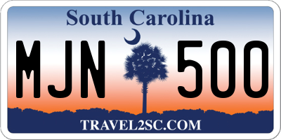 SC license plate MJN500