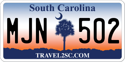 SC license plate MJN502