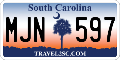 SC license plate MJN597