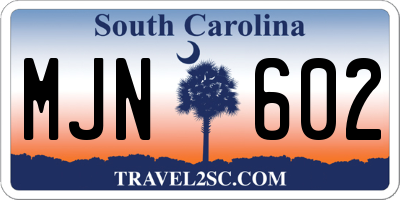 SC license plate MJN602