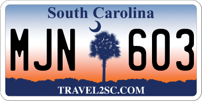 SC license plate MJN603