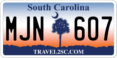 SC license plate MJN607