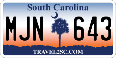 SC license plate MJN643