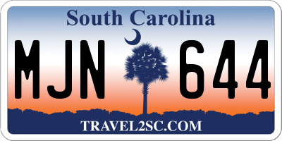 SC license plate MJN644