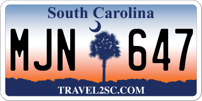 SC license plate MJN647