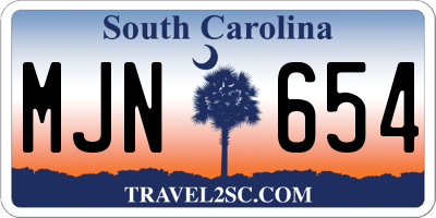 SC license plate MJN654