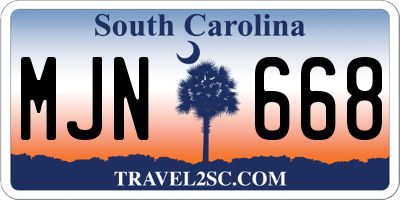 SC license plate MJN668