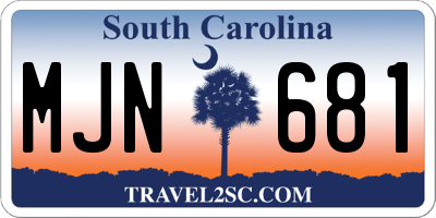 SC license plate MJN681