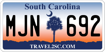 SC license plate MJN692
