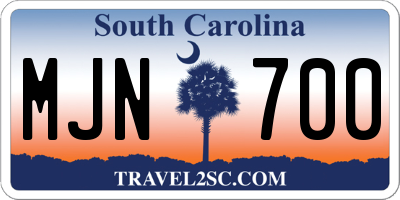 SC license plate MJN700