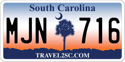 SC license plate MJN716