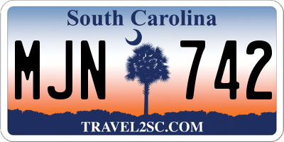 SC license plate MJN742