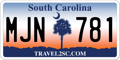 SC license plate MJN781
