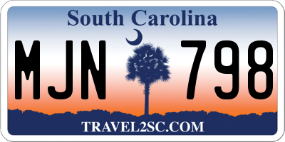SC license plate MJN798