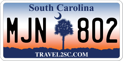 SC license plate MJN802
