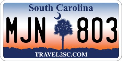 SC license plate MJN803