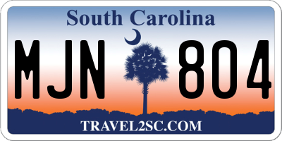 SC license plate MJN804