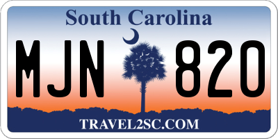 SC license plate MJN820