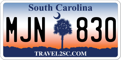 SC license plate MJN830
