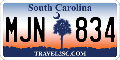 SC license plate MJN834