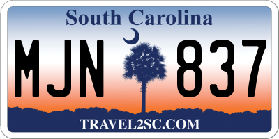 SC license plate MJN837