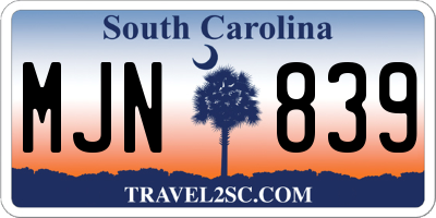 SC license plate MJN839