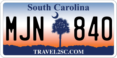 SC license plate MJN840