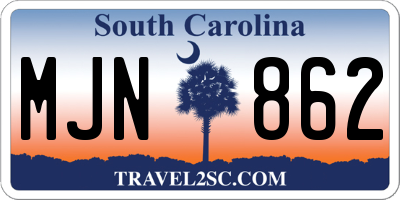 SC license plate MJN862
