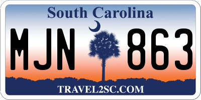 SC license plate MJN863