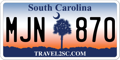 SC license plate MJN870