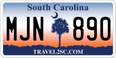 SC license plate MJN890
