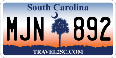SC license plate MJN892