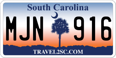 SC license plate MJN916