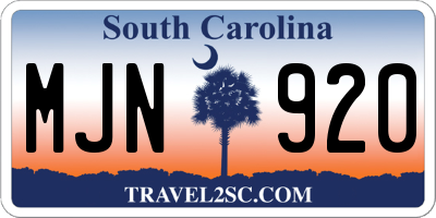 SC license plate MJN920