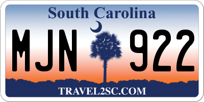 SC license plate MJN922