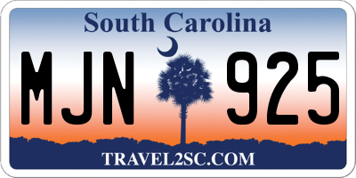 SC license plate MJN925