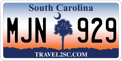 SC license plate MJN929