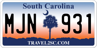 SC license plate MJN931