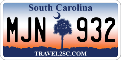 SC license plate MJN932