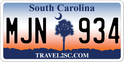 SC license plate MJN934