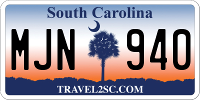 SC license plate MJN940