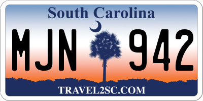 SC license plate MJN942
